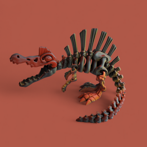 3D Printed Spinosaurus Skeleton Dinosaur Toy – PLA Fossil Model