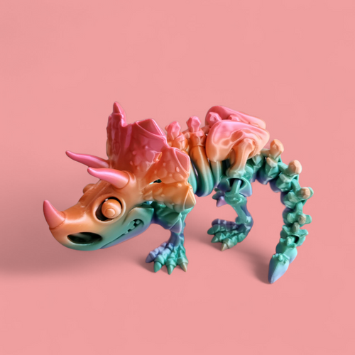 Rainbow Dino Skeleton Toy – Colorful Triceratops-Inspired Figure