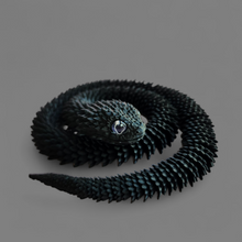 Load image into Gallery viewer, 3D Printed Flexible Black Snake Toy – Realistic with Glossy Eyes