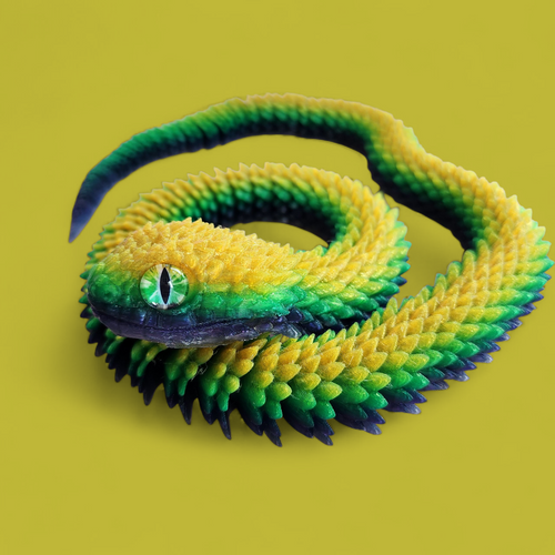 Flexible 3D Printed Snake with Realistic Eyes – Fidget Toy