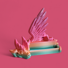 Load image into Gallery viewer, Winged Dragon Phone Holder – 3D Printed Fantasy Stand in Silk Glossy PLA